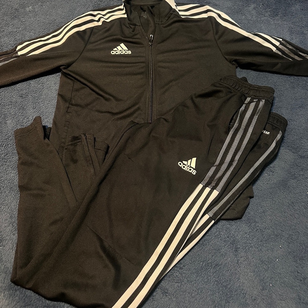 Adidas Black Tracksuit with White Accents